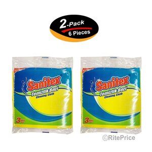 6 Pcs (2 Pack) Cellulose Sponge Wipes Reusable Cleaning Cloth for Home & Kitchen